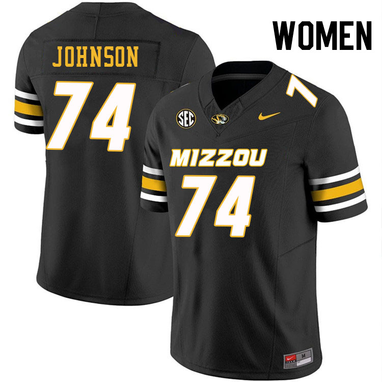 Women #74 Cam'Ron Johnson Missouri Tigers College Football Jerseys Stitched-Black